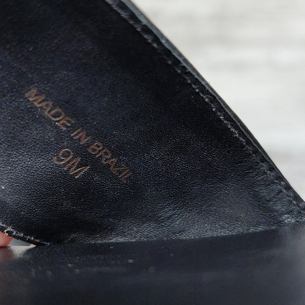 Diane Von Furstenberg Black Cutout Leather Wedge Sandals - Picture 14 of 15